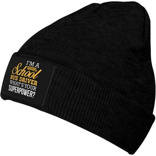 Je Suis Chauffeur De Bus Scolaire, Quelle Est Votre Superpuissance Bonnet Tricoté Unisexe Hiver Chaud Bonnet Tricoté Noir