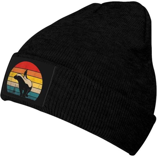 Bonnet Vintage Honey Badger, Unisexe, Chaud, Tricoté, Noir, Pour L'hiver