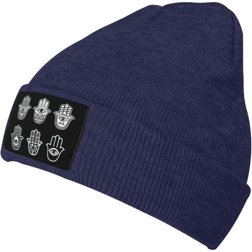 The Hamsa Hand Beanie Hat Unisexe Hiver Chaud Bonnet Tricoté Noir