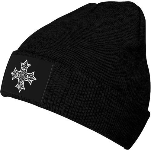 Bonnet Croix Copte Unisexe, Chapeau Tricoté Chaud D'hiver, Noir