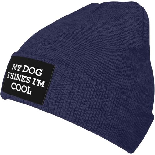 Mon Chien Pense Que Je Suis Cool Bonnet Unisexe Hiver Chaud Tricoté Chapeau Noir