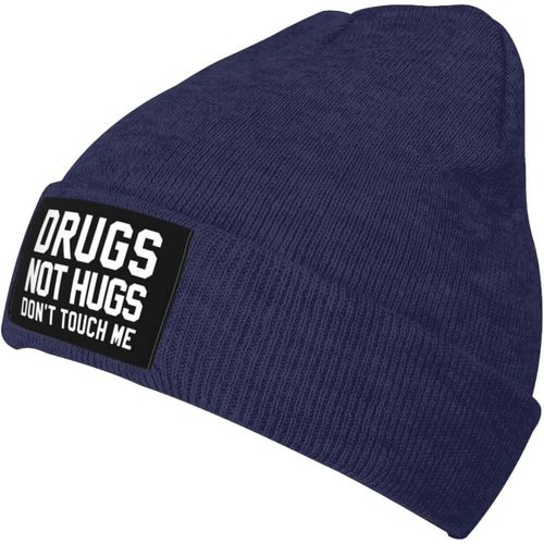 Drugs Not Hugs, Don't Touch Me Beanie Hat Unisexe Hiver Chaud Tricoté Chapeau Noir