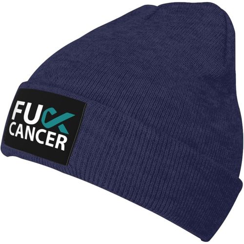 Fuck Ovarian Cancer Knit Hat Unisexe Hiver Chaud Bonnet Tricoté Noir