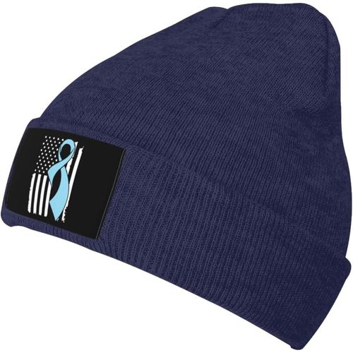 Bonnet Unisexe Avec Drapeau De Sensibilisation Au Cancer De La Prostate, Chapeau Tricoté Chaud D'hiver, Noir