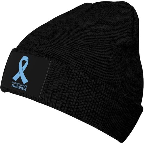 Bonnet Tricoté Unisexe Pour La Sensibilisation Au Cancer De La Prostate, Bonnet Chaud D'hiver Noir