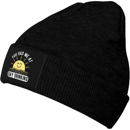 You Had Me At Day Drinking Knit Cap Unisexe Hiver Chaud Tricoté Chapeau Noir