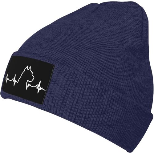 Pit Bull Heartbeat Bonnet Tricoté Unisexe Hiver Chaud Bonnet Tricoté Noir