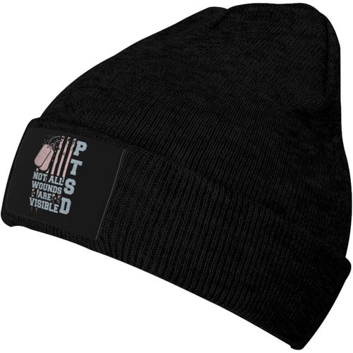 Ptsd Not All Wounds Bonnet Tricoté Unisexe Pour L'hiver Chaud Noir