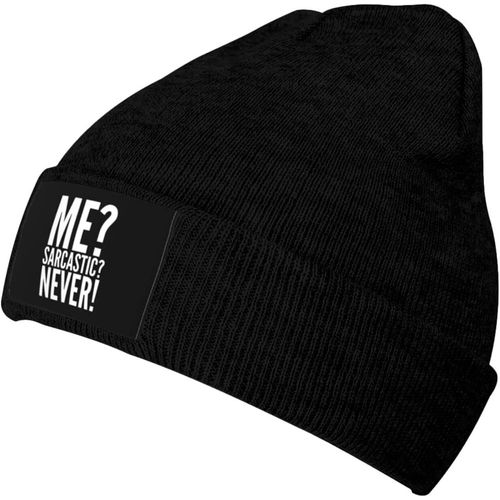 Me Sarcastic Never Knit Hat Unisexe Hiver Chaud Bonnet Tricoté Noir