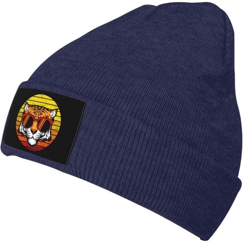 Lunettes De Soleil Coucher De Soleil, Affiche De Tigre, Chapeau Tricoté Unisexe, Chaud D'hiver, Noir