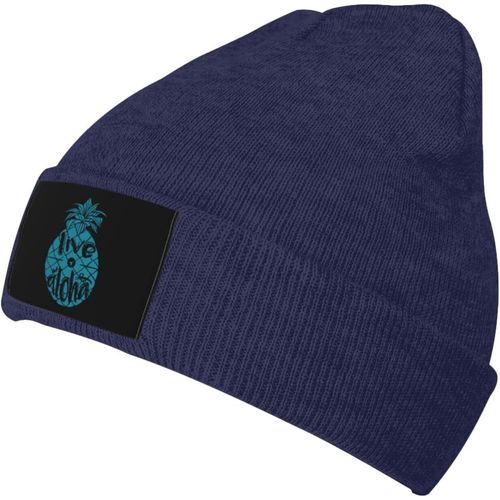 Live Aloha Ananas Bonnet Tricoté Unisexe Hiver Chaud Bonnet Tricoté Noir