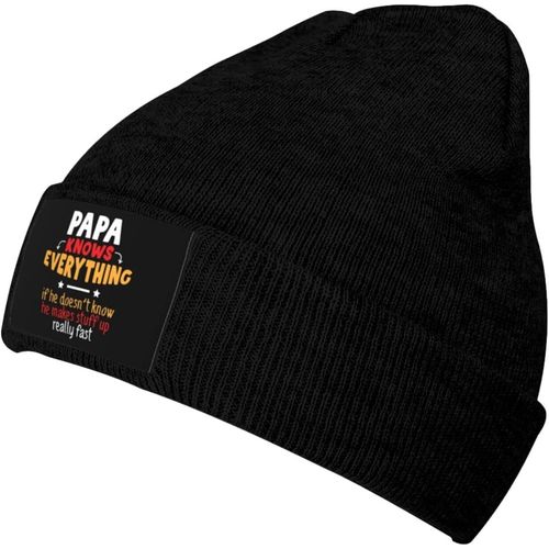 Papa Sait Tout Bonnet Unisexe Hiver Chaud Tricoté Chapeau Noir