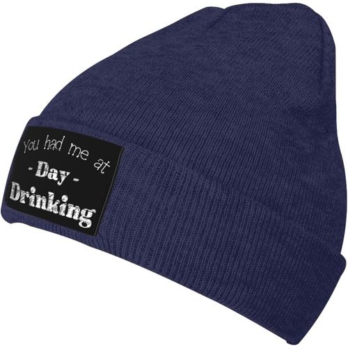 You Had Me At Day Drinking Bonnet Tricoté Unisexe Pour L'hiver Chaud Noir