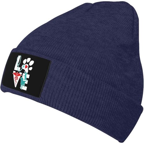Vétérinaire Amour Chat Et Chien Vétérinaire Tricoté Chapeau Unisexe Hiver Chaud Tricoté Chapeau Noir