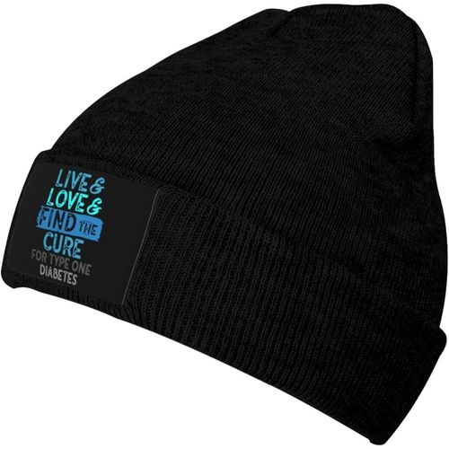 Live Love Find The Cure For Type One Bonnet Unisexe En Tricot Chaud Pour L'hiver Noir