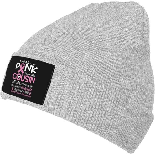 Love Fighting Breast Cancer Knit Cap Unisexe Hiver Chaud Tricoté Chapeau Noir