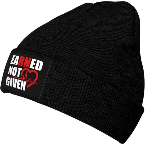Bonnet D'infirmière Gagné Non Donné, Unisexe, Chaud, Tricoté, Noir, Pour L'hiver