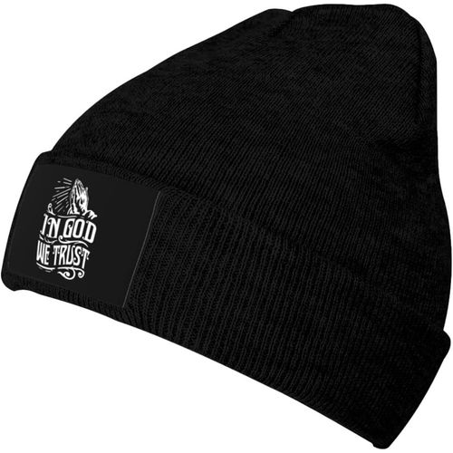 In God We Trust Knit Cap Unisexe Hiver Chaud Bonnet Tricoté Noir