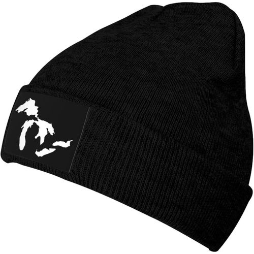 Michigan The Great Lakes State Knit Cap Unisexe Hiver Chaud Bonnet Tricoté Noir