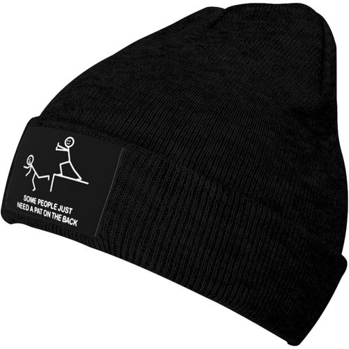 Certaines Personnes Ont Juste Besoin D'une Tape Dans Le Dos Bonnet Tricoté Unisexe Hiver Chaud Bonnet Tricoté Noir