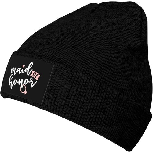 Bonnet Tricoté De Demoiselle D'honneur Unisexe, Bonnet Chaud D'hiver Noir