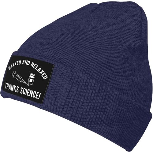 Vaxxed And Relaxed Beanie Hat Unisexe Hiver Chaud Bonnet Tricoté Noir