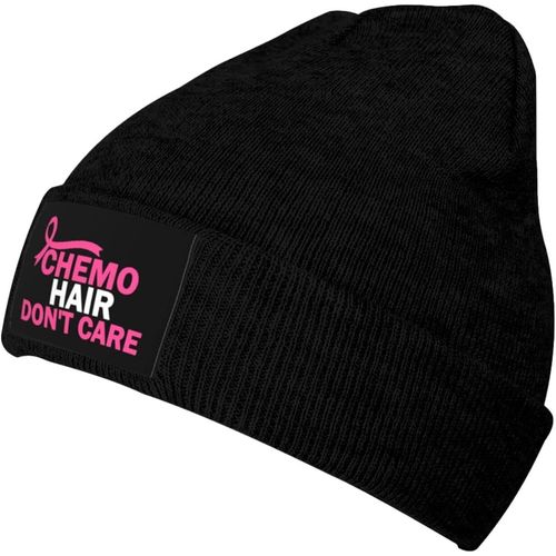 Chemo Hair Dont Care Bonnet Unisexe Hiver Chaud Tricoté Noir