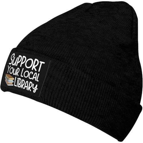 Soutenez Votre Bibliothèque Locale Bonnet En Tricot Unisexe Bonnet Tricoté Chaud D'hiver Noir
