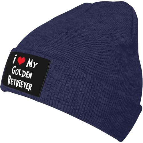 J'aime Mon Golden Retriever Bonnet Tricoté Unisexe Hiver Chaud Bonnet Tricoté Noir