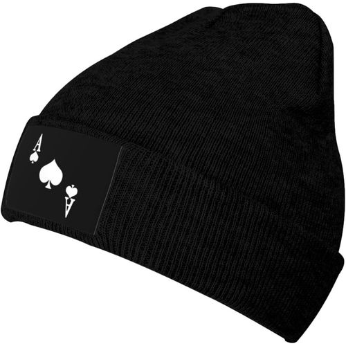 Ace Of Spades Poker Bonnet Unisexe Hiver Chaud Tricoté Noir