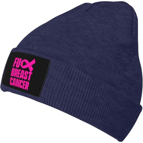 Fuck Breast Cancer Knit Cap Unisexe Hiver Chaud Bonnet Tricoté Noir