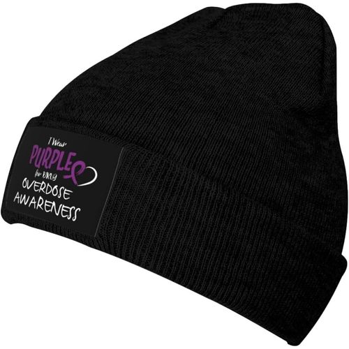 Je Porte Du Violet Pour La Sensibilisation Aux Surdoses De Drogues, Bonnet Tricoté Unisexe, Chaud D'hiver, Noir