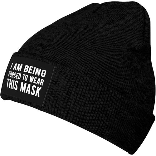 Je Suis Obligé De Porter Ce Masque Bonnet Tricoté Unisexe Hiver Chaud Bonnet Tricoté Noir