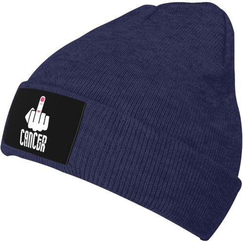 Fuck Cancer Knit Cap Unisexe Hiver Chaud Bonnet Tricoté Noir