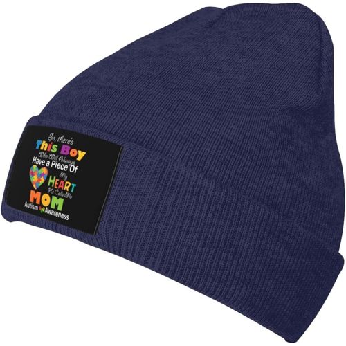 J'aime Mon Fils Autiste Bonnet Tricoté Unisexe Hiver Chaud Bonnet Tricoté Noir