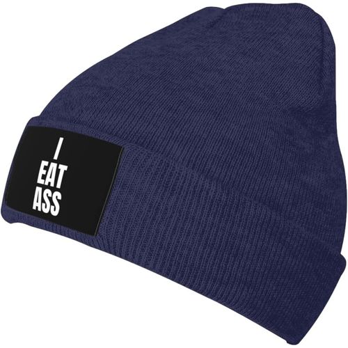 Eat Ass Knit Cap Unisexe Hiver Chaud Bonnet Tricoté Noir