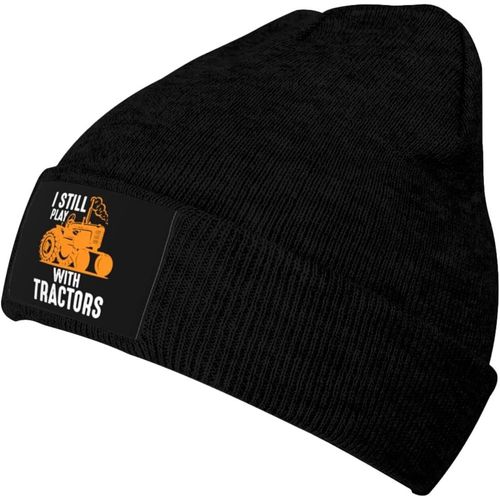 Je Joue Toujours Avec Des Tracteurs Bonnet Tricoté Unisexe Hiver Chaud Bonnet Tricoté Noir