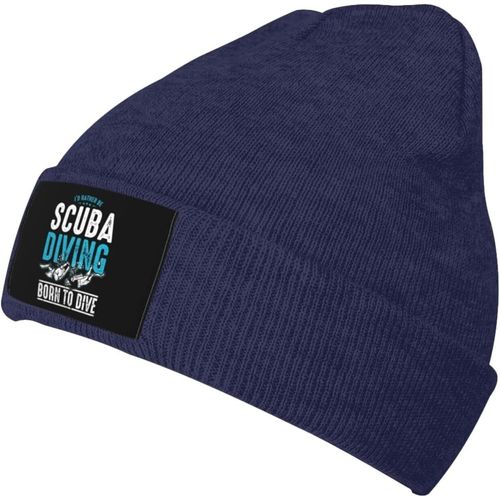 Je Préfère Être Plongée Sous-Marine Bonnet Unisexe Hiver Chaud Tricoté Chapeau Noir