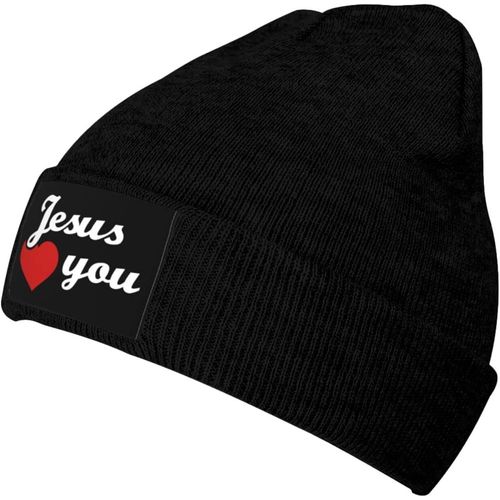 J'aime Jésus Bonnet Tricoté Unisexe Hiver Chaud Bonnet Tricoté Noir