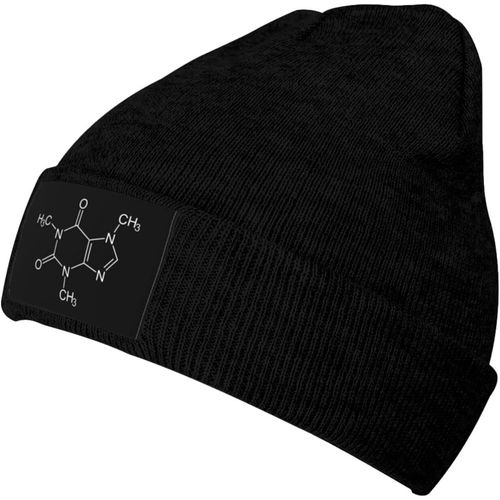 Casquette Tricotée Avec Molécule De Caféine, Chapeau Tricoté Chaud Unisexe Pour L'hiver, Noir