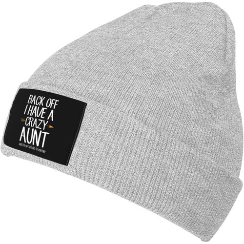 Back Off I Have A Crazy Tante Bonnet En Tricot Unisexe Pour L'hiver Chaud Noir