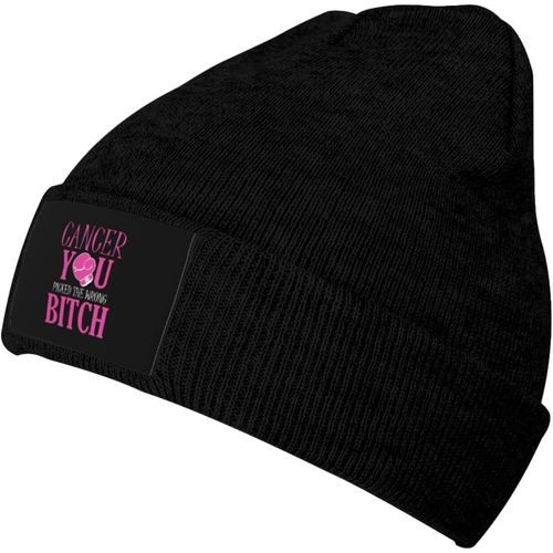 Cancer You Picked The Wrong Bitch Knit Cap Unisexe Hiver Chaud Tricoté Chapeau Noir
