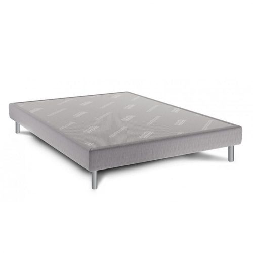 Sommier Lattes 160 X 200 Cm Eugensom Dunlopillo Tapissé Gris Perle Pieds Métal