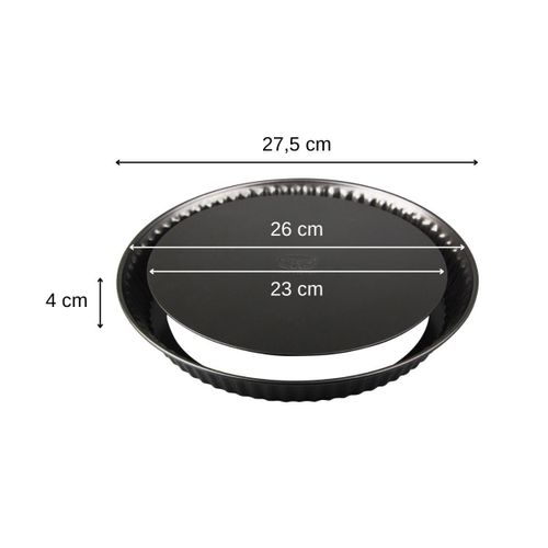 Dr. Oetker 1443 Moule Tarte À Fond Amovible, Moule À Tarte 26 Cm, Plat À Tarte Fond Amovible 26 Cm, Moule A Tarte, Plat A Tarte, Moule Quiche, Acier, 27,5 X 4 Cm