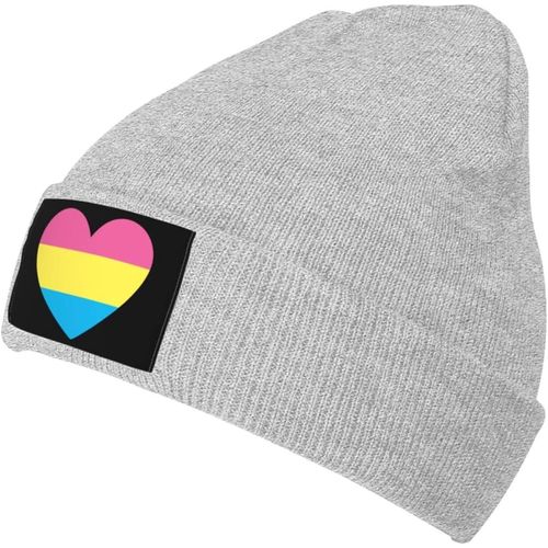 Pansexual Heart Knit Cap Unisexe Hiver Chaud Bonnet Tricoté Noir