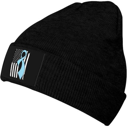 Bonnet Unisexe Avec Drapeau De Sensibilisation Au Cancer De La Prostate, Chapeau Tricoté Chaud D'hiver, Noir