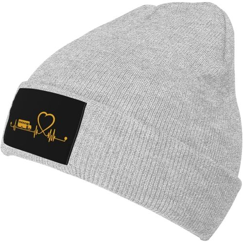 Casquette En Tricot Unisexe, Chapeau Chaud D'hiver, Chauffeur De Bus Scolaire Amusant, Amour De Bus Scolaire, Battement De C¿Ur, Noir