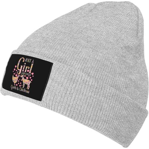 Fille Qui Aime Les Chèvres Poulets Bonnet Unisexe Hiver Chaud Tricoté Chapeau Noir
