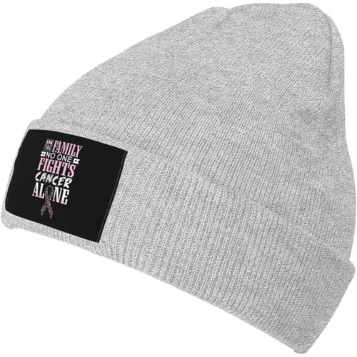 Dans Cette Famille, Personne Ne Combat Le Cancer Seul, Bonnet Tricoté Unisexe, Chaud D'hiver, Noir