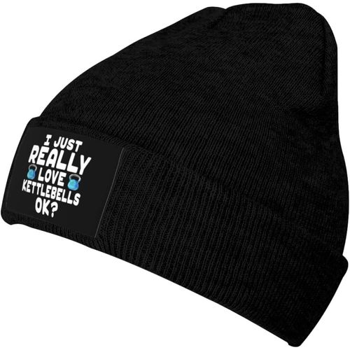 Love Kettlebells Ok Bonnet Unisexe Hiver Chaud Tricoté Noir